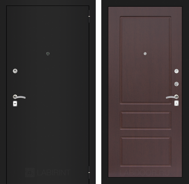 Входная дверь CLASSIC шагрень черная 03 - Орех премиум