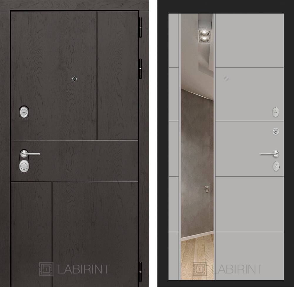 Входная дверь URBAN с Зеркалом 19 - Грей софт