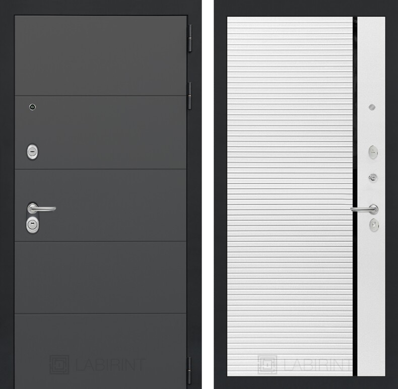 Входная дверь ART графит 22 - Белый софт, черная вставка