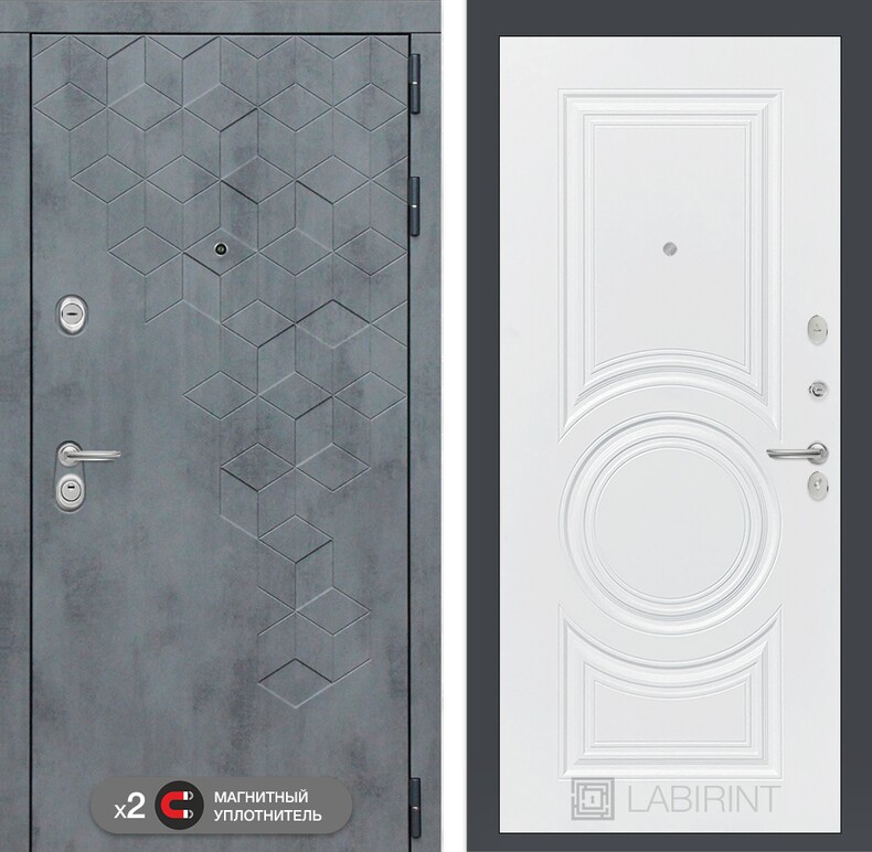 Входная дверь Бетон 23 - Белый софт 880х2050 левая