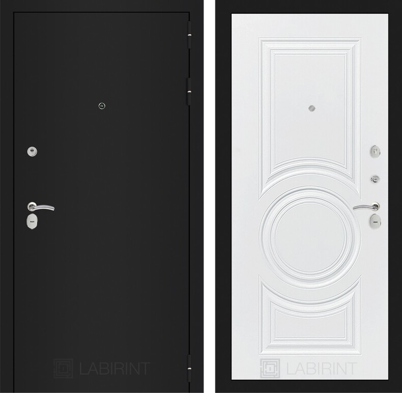 Входная дверь CLASSIC шагрень черная 23 - Белый софт
