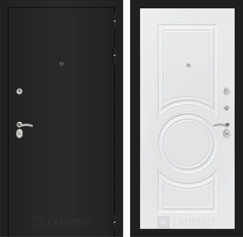 Входная дверь CLASSIC шагрень черная 23 - Белый софт