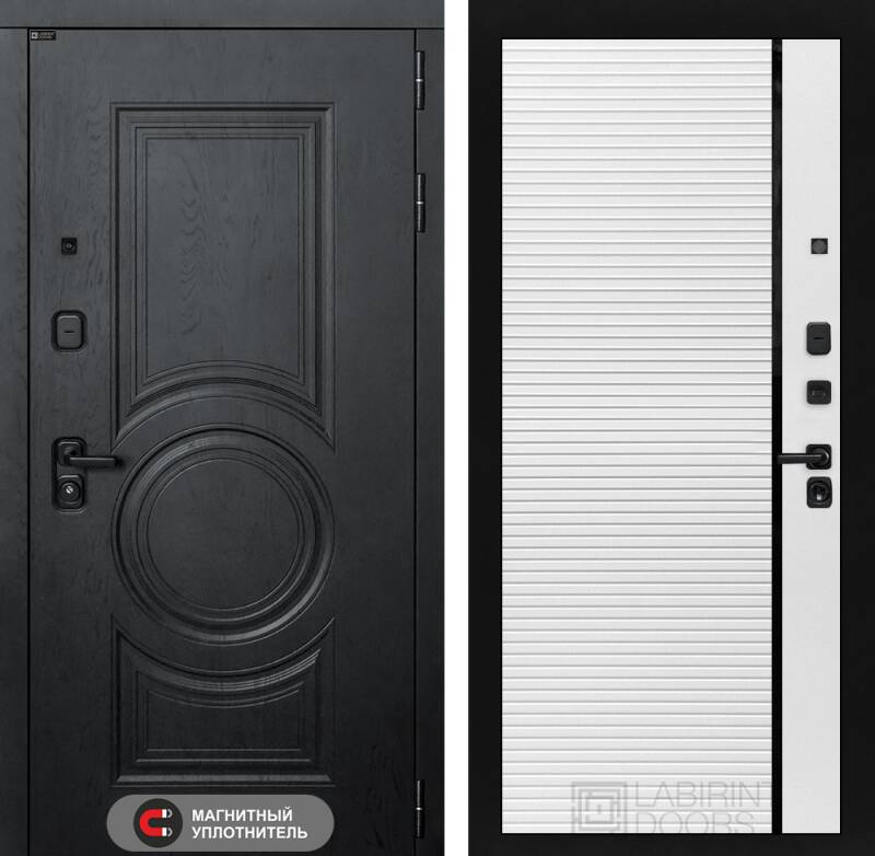 Входная дверь GRAND 22 - Белый софт, черная вставка