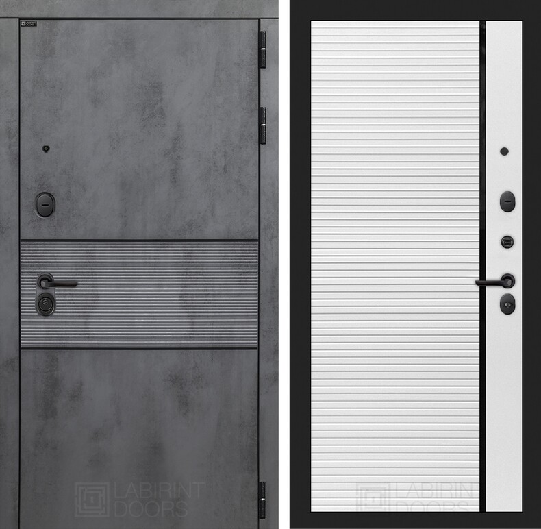 Входная дверь INFINITY 22 - Белый софт, черная вставка