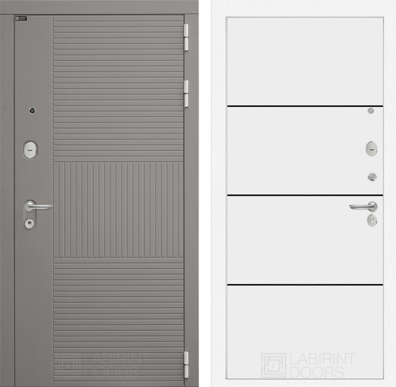 Входная дверь FORMO 25 - Белый софт, черный молдинг