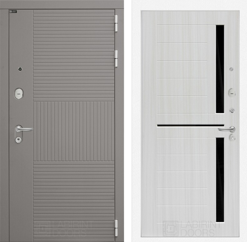 Входная дверь FORMO 02 - Сандал белый, стекло черное