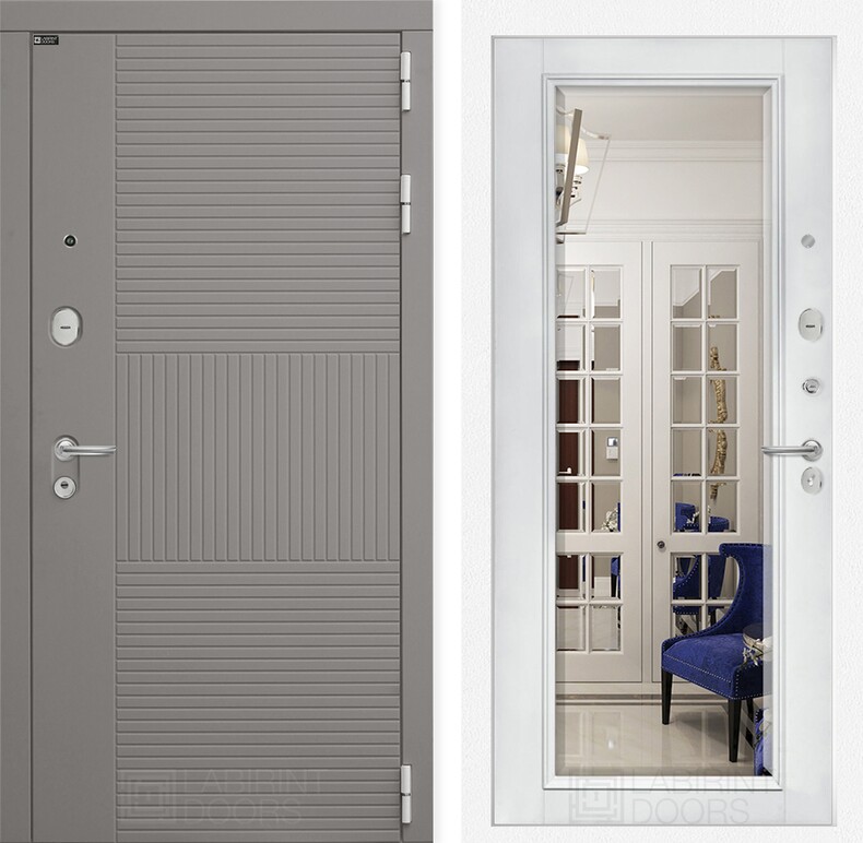 Входная дверь FORMA с Зеркалом Фацет - Белый софт