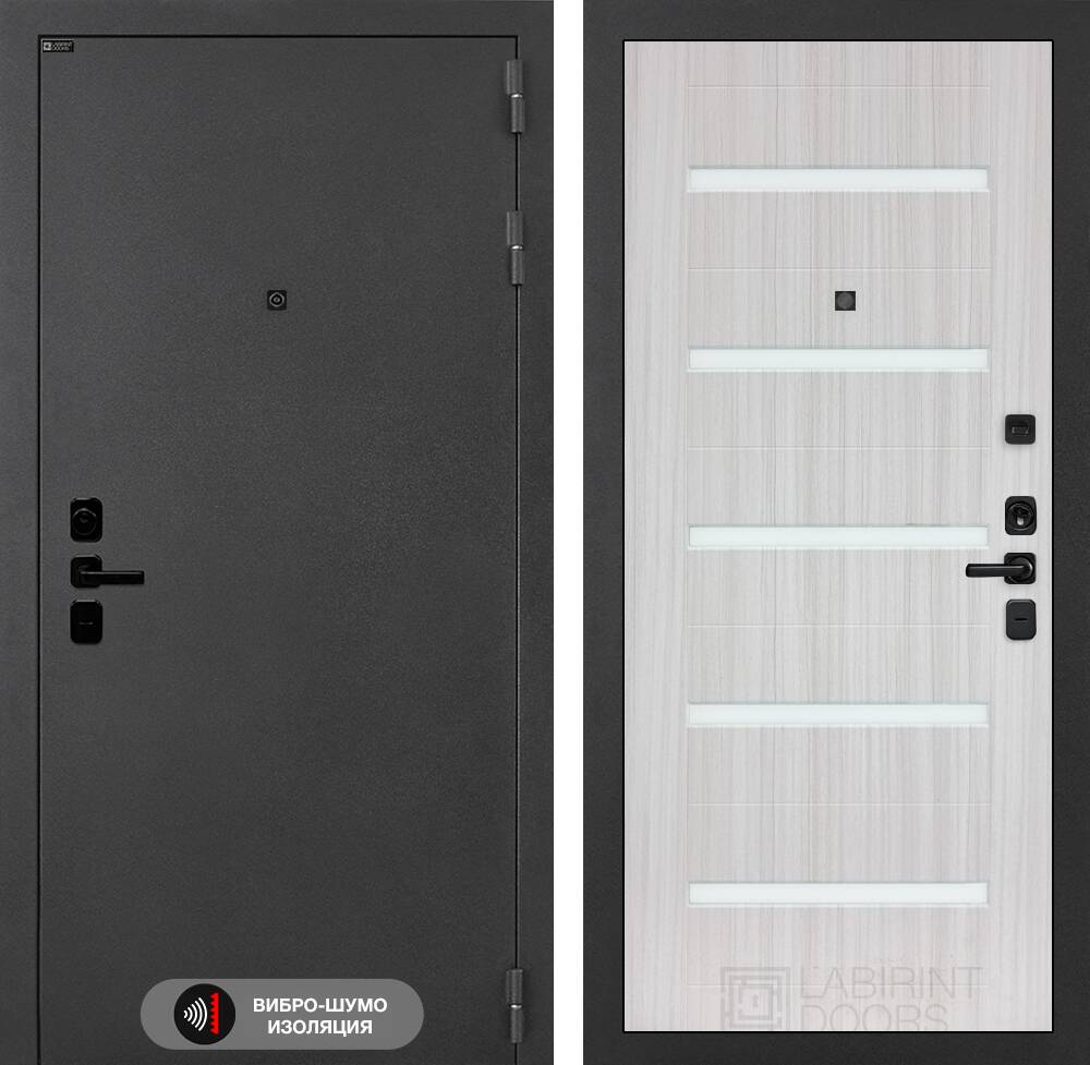 Входная дверь ACUSTICLAB 01 - Сандал белый, стекло белое