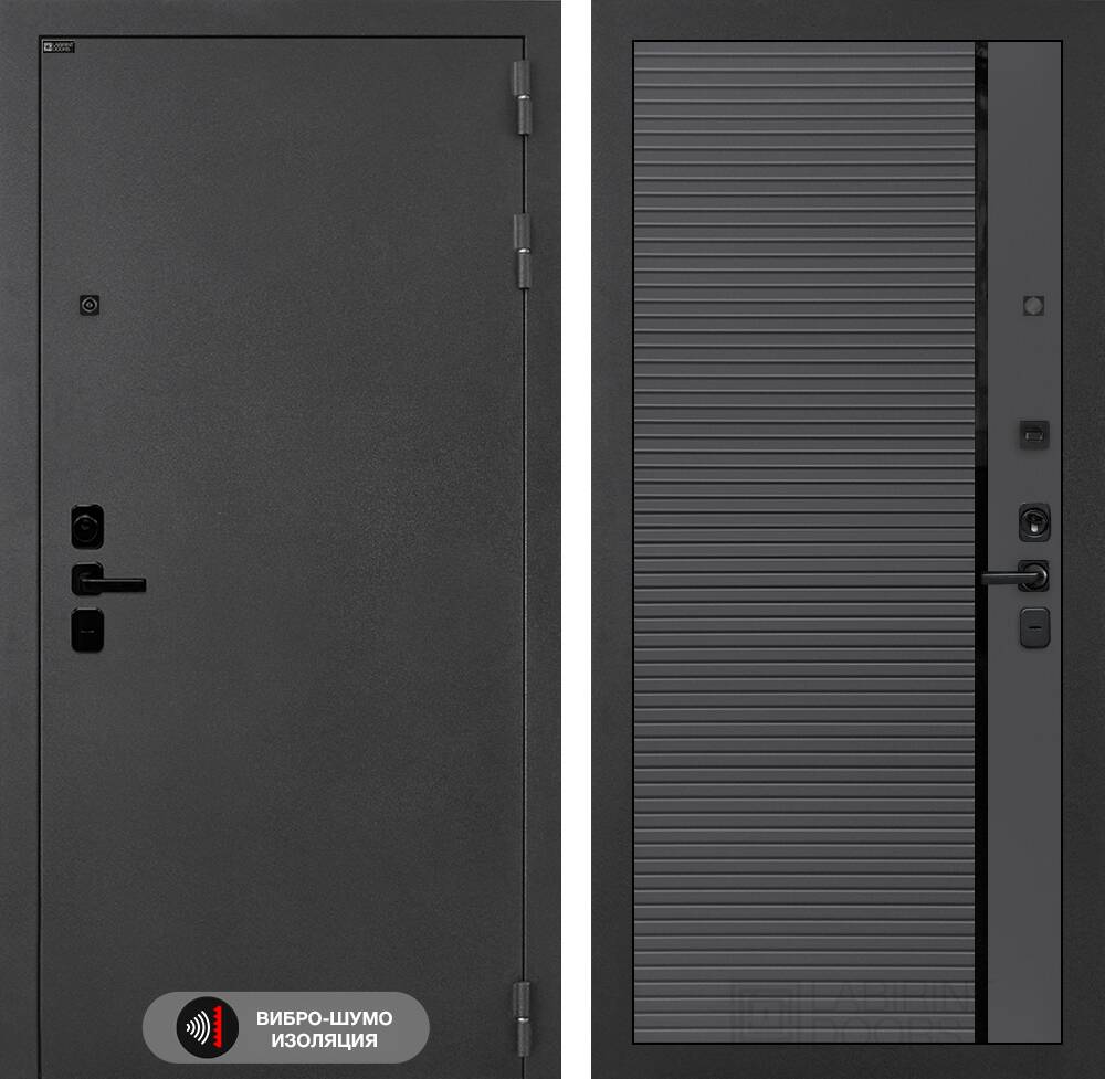 Входная дверь ACUSTICLAB 22 - Графит софт, черная вставка