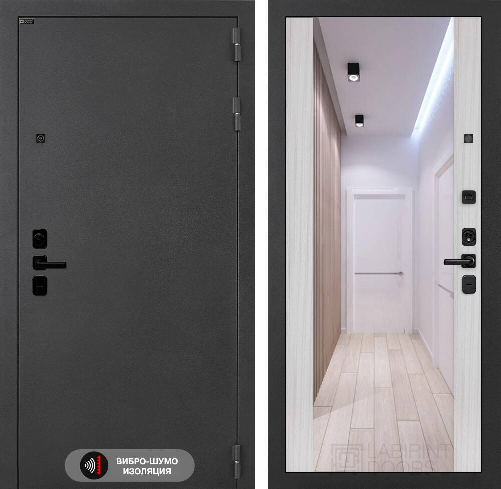 Входная дверь ACUSTICLAB с Зеркалом Максимум - Сандал белый