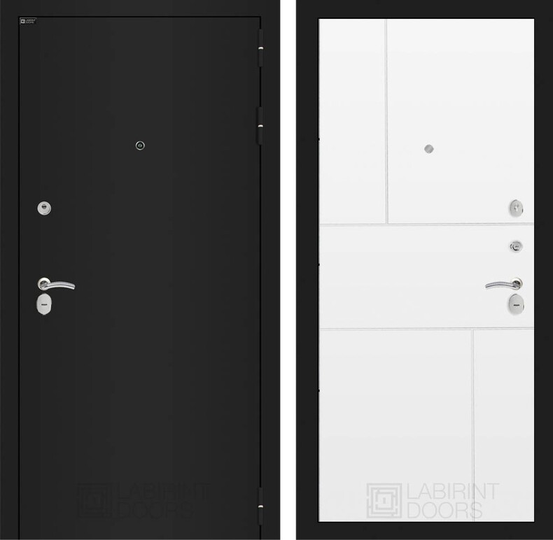 Входная дверь CLASSIC шагрень черная 21 - Белый софт