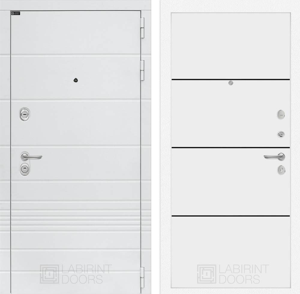 Входная дверь Трендо 25 - Белый софт, черный молдинг