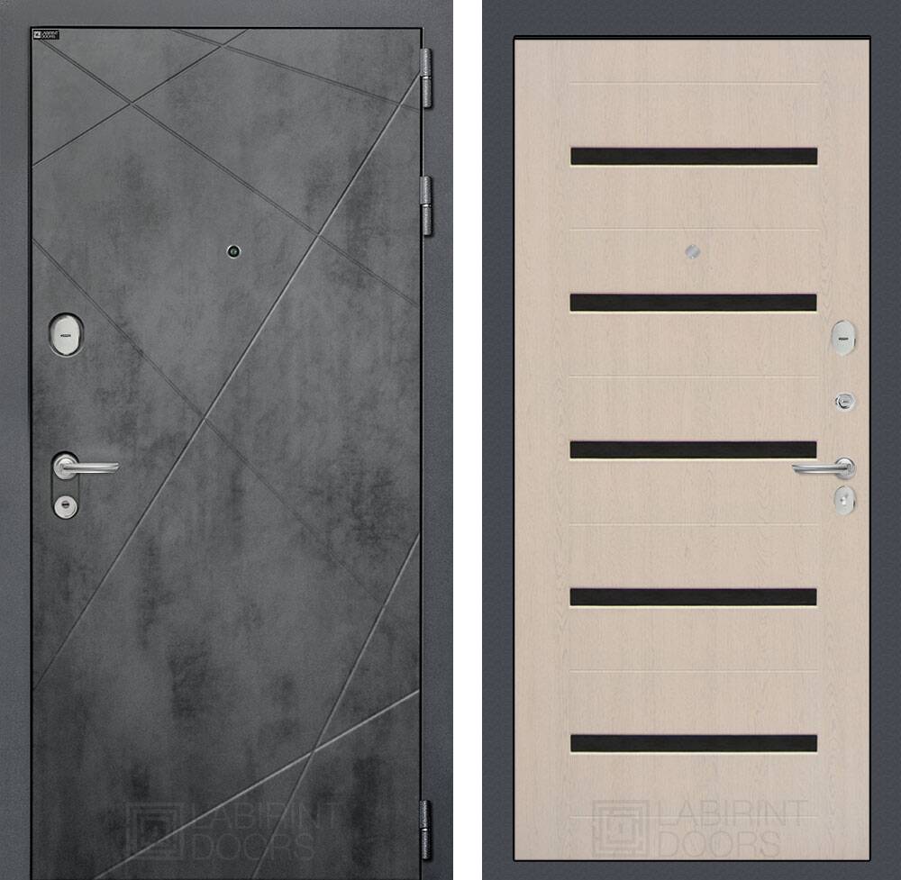 Входная дверь LOFT 01 - Беленый дуб, стекло черное