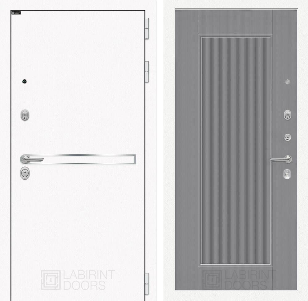 Входная дверь Лайн WHITE 30 - Серый рельеф софт