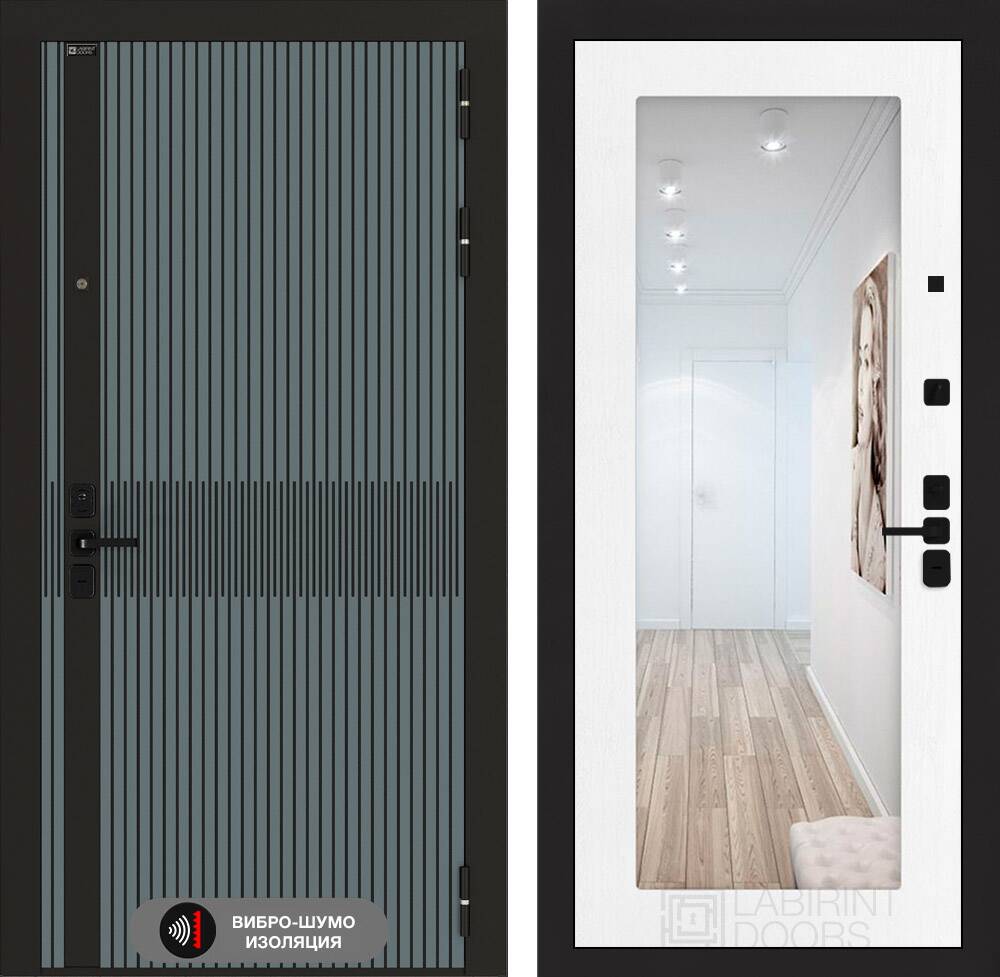 Входная дверь ISSIDA с зеркалом 18 - Белое дерево