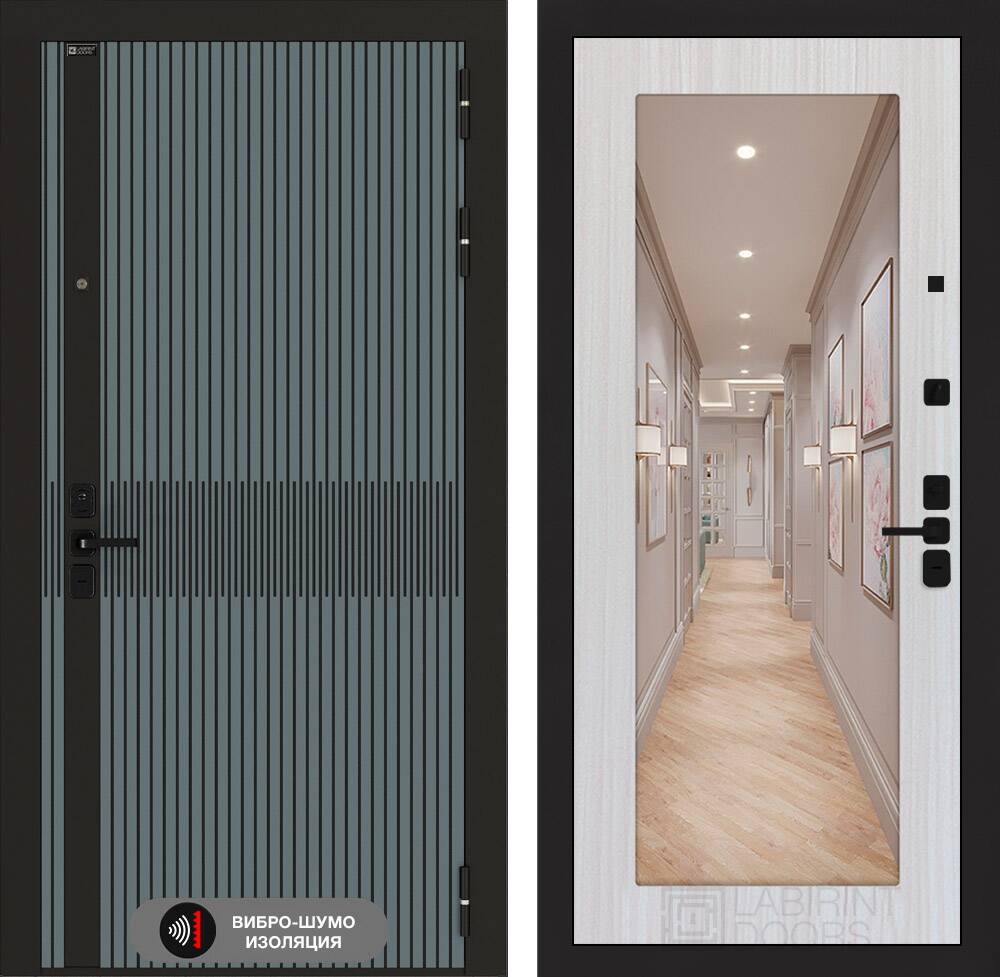 Входная дверь ISSIDA с зеркалом 18 - Сандал белый