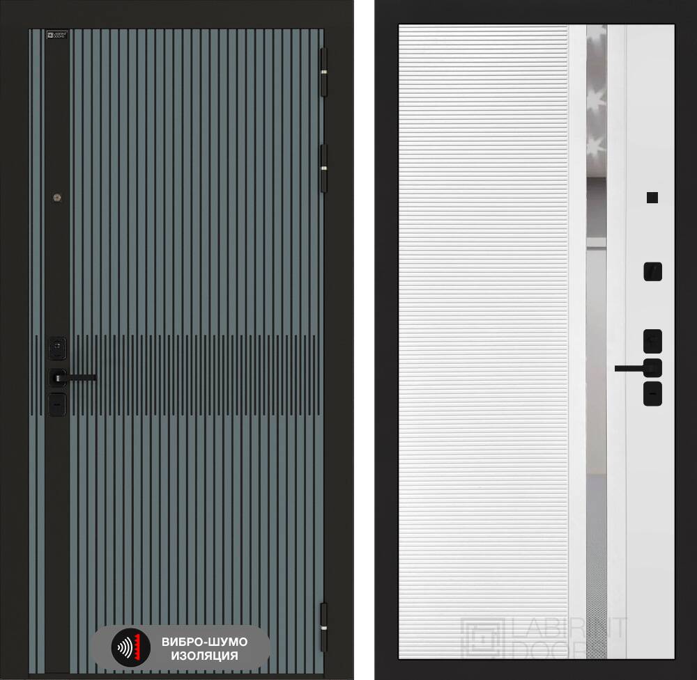 Входная дверь ISSIDA 31 - Белый софт, зеркальная вставка с тонировкой