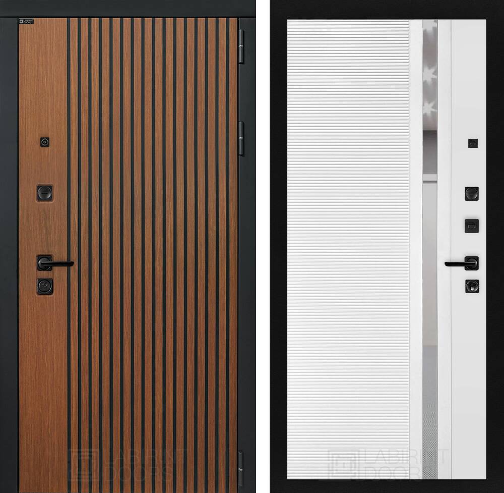 Входная дверь STORM 31 - Белый софт, зеркальная вставка с тонировкой