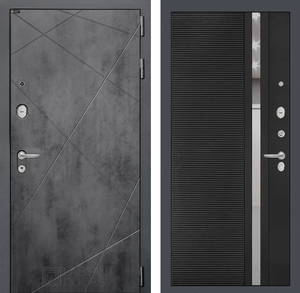 Входная дверь LOFT 31 - Черный кварц, зеркальная вставка с тонировкой