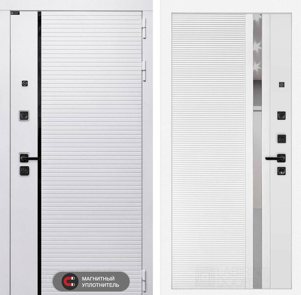 Входная дверь ROYAL 31 - Белый софт, зеркальная вставка с тонировкой