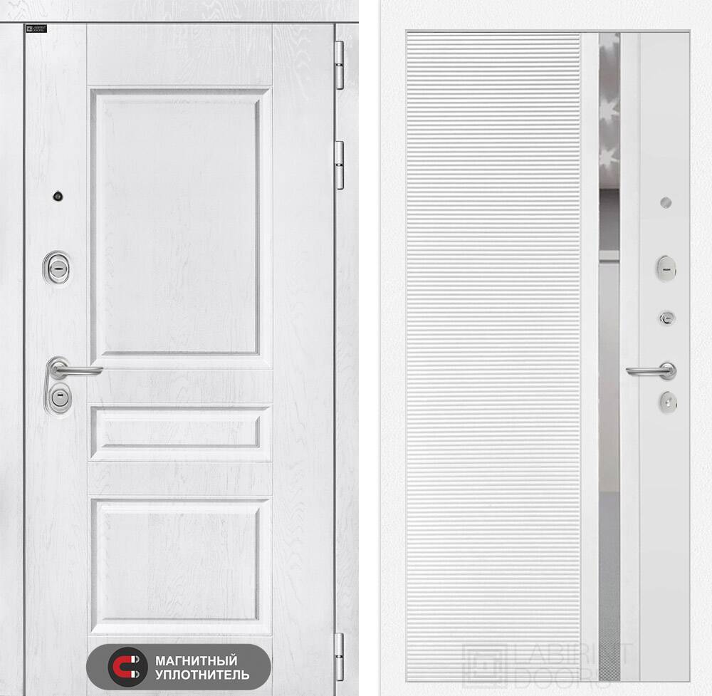 Входная дверь VERSAL 31 - Белый софт, зеркальная вставка с тонировкой