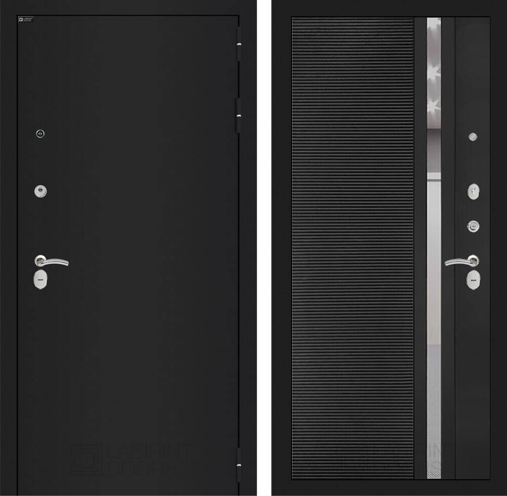 Входная дверь CLASSIC шагрень черная 31 - Черный кварц, зеркальная вставка с тонировкой