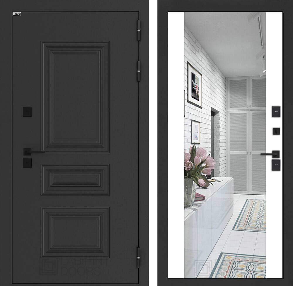 Входная дверь Аляска Лайт с Зеркалом Максимум - Белый софт