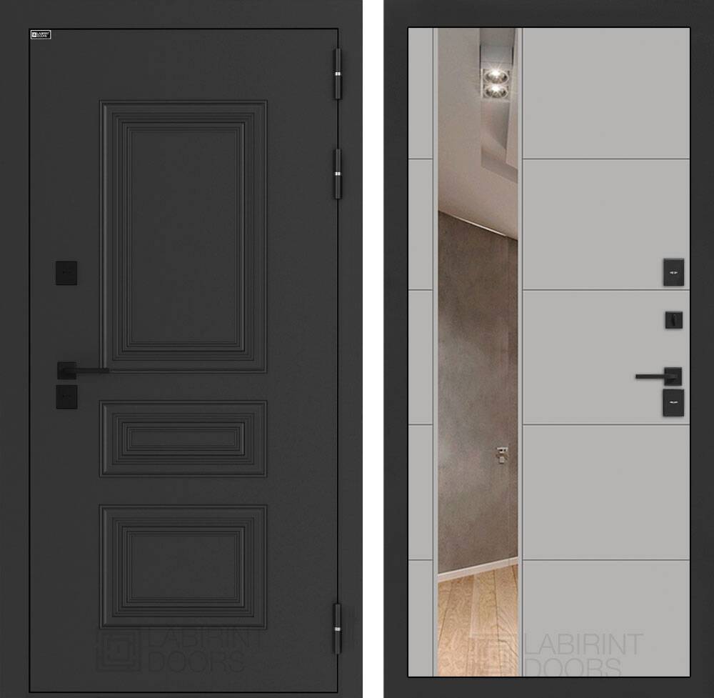 Входная дверь Аляска Лайт с Зеркалом 19 -Грей софт