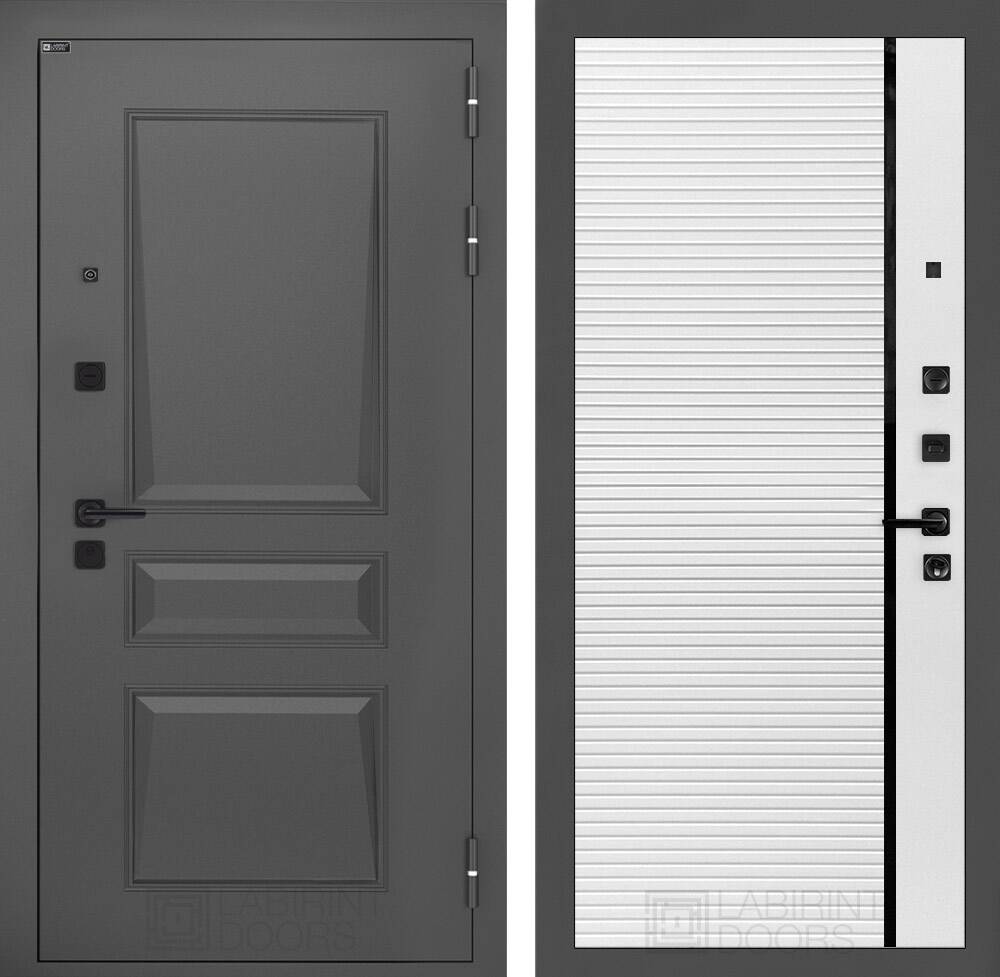 Входная дверь Орлеан 22 - Белый софт, черная вставка