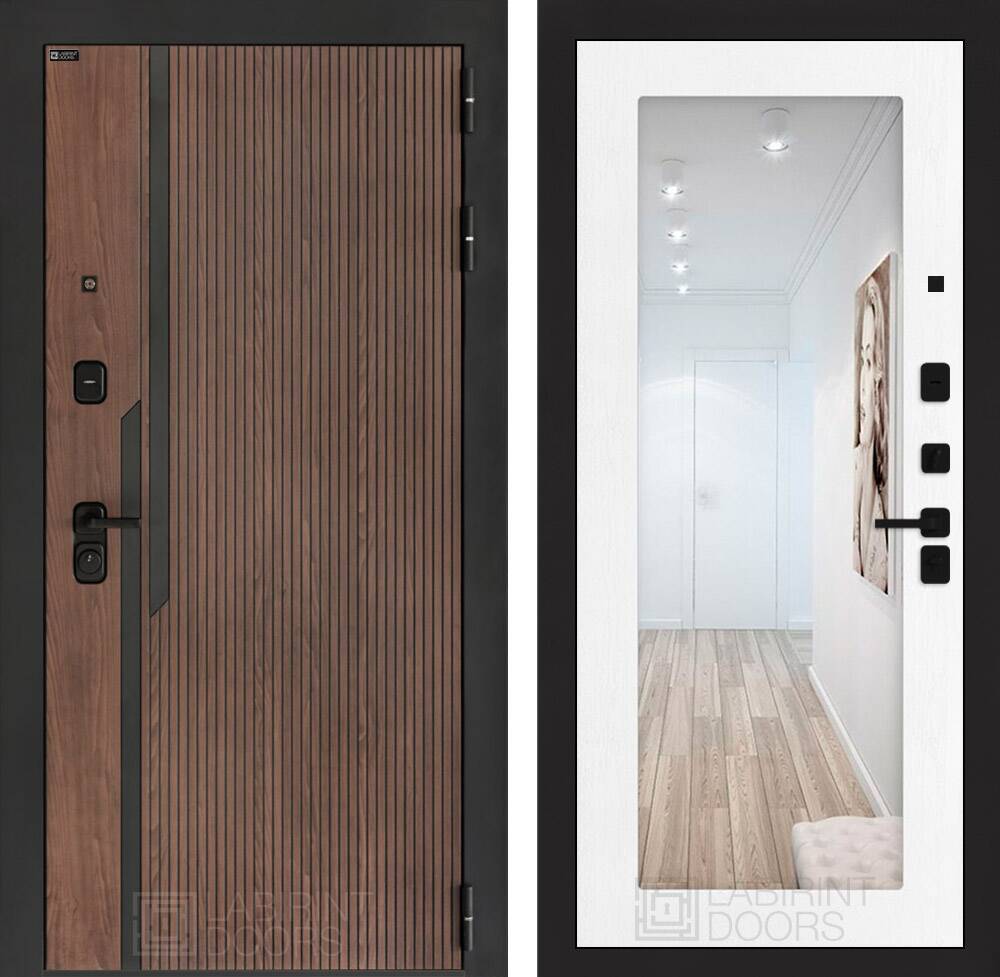 Входная дверь KARMINA с Зеркалом 18 - Белое дерево