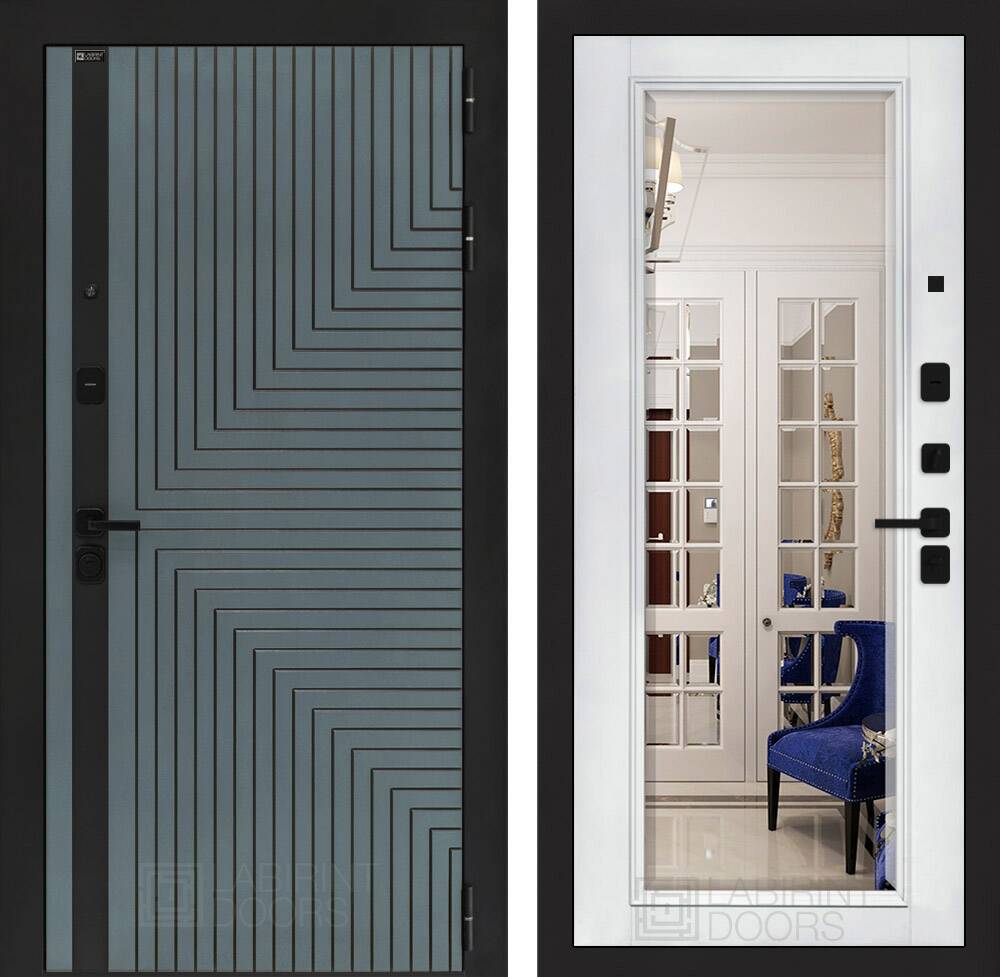 Входная дверь CREDOR с Зеркалом Фацет - Белый софт