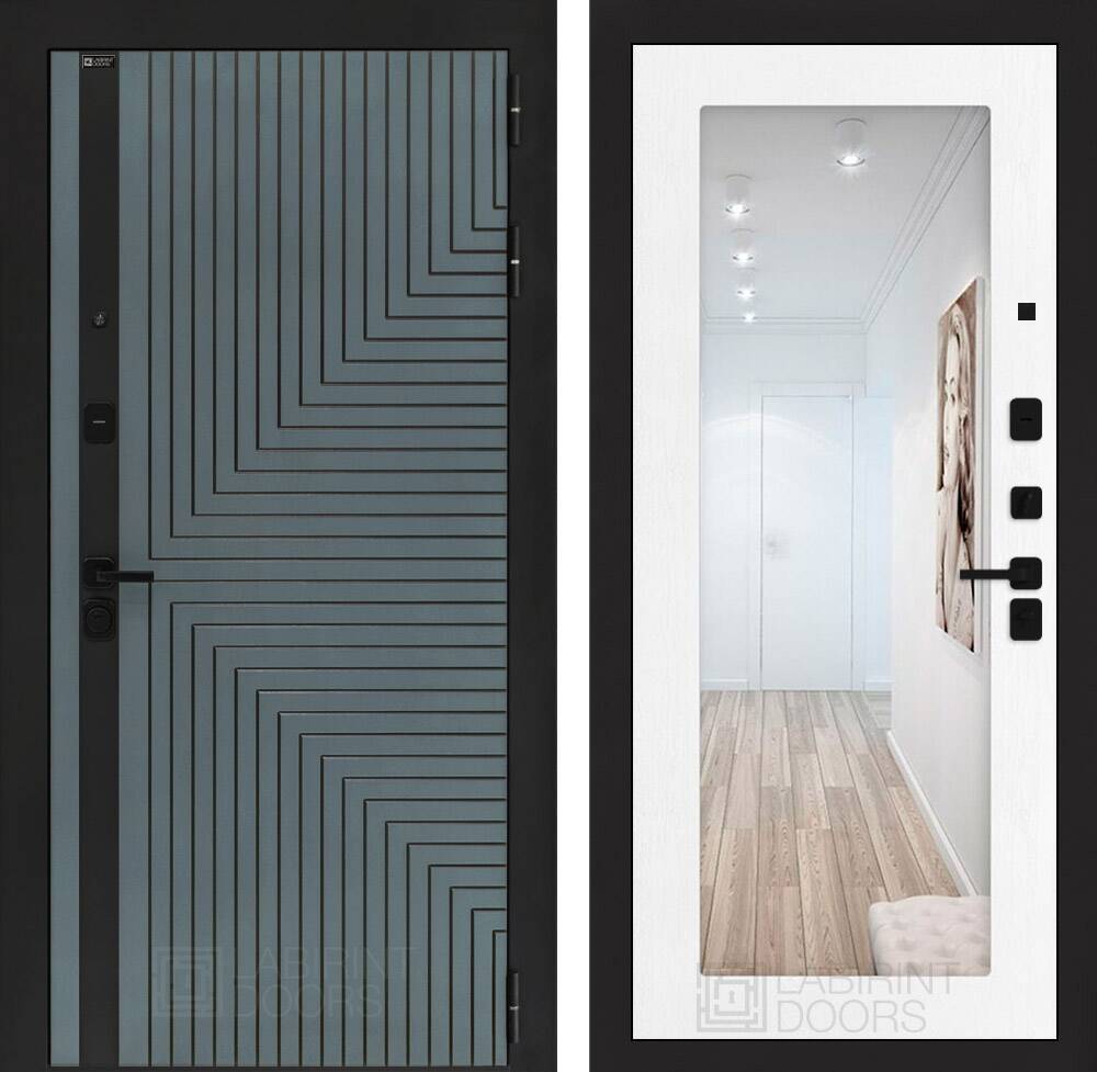 Входная дверь CREDOR с Зеркалом 18 - Белое дерево