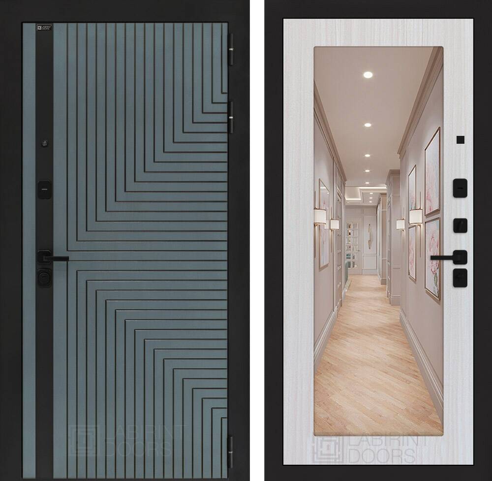 Входная дверь CREDOR с Зеркалом 18 - Сандал белый