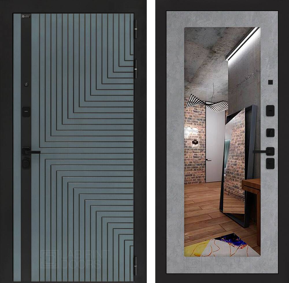 Входная дверь CREDOR с Зеркалом 18 - Бетон светлый