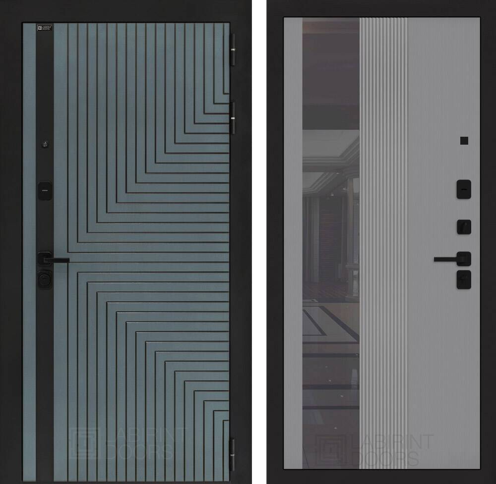 Входная дверь CREDOR с Зеркалом 32 тонированным - Серый рельеф софт