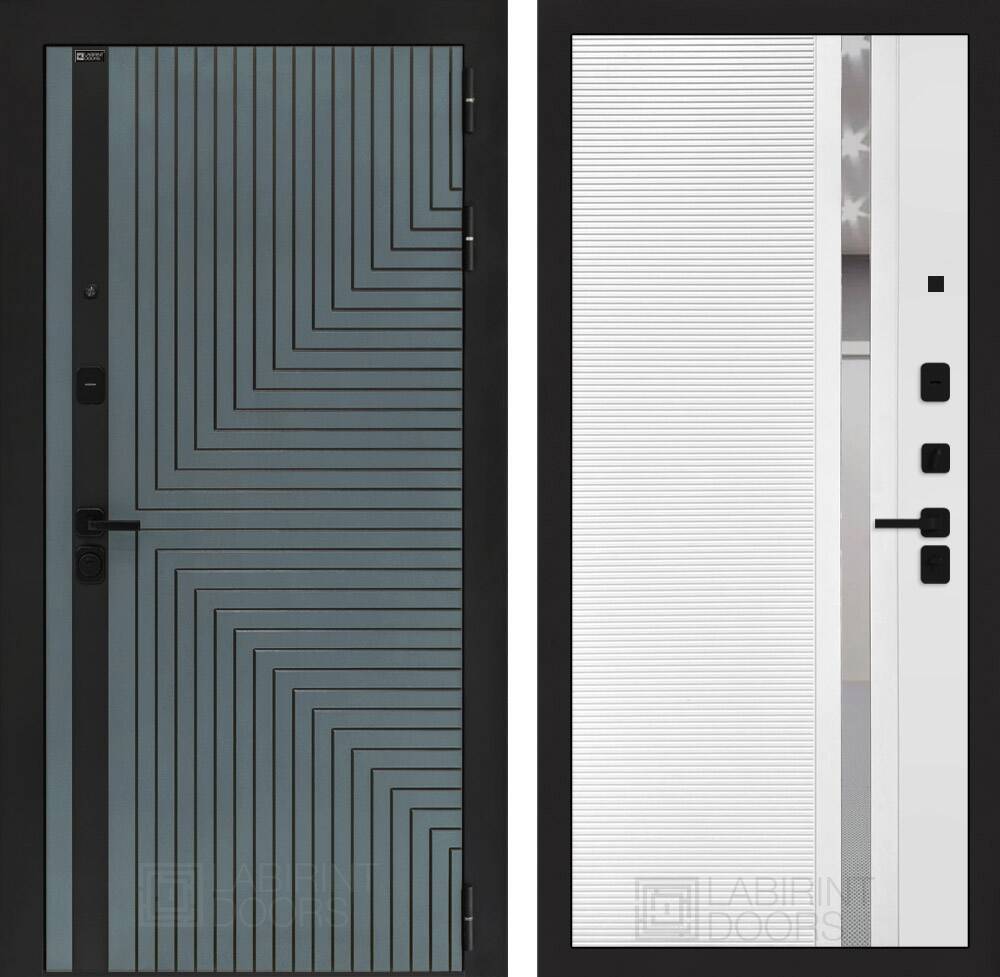 Входная дверь CREDOR 31 - Белый софт, зеркальная вставка с тонировкой