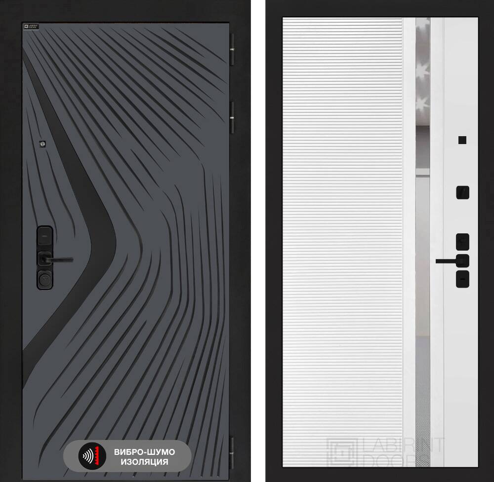 Входная дверь LEOLAB 31 - Белый софт, зеркальная вставка с тонировкой