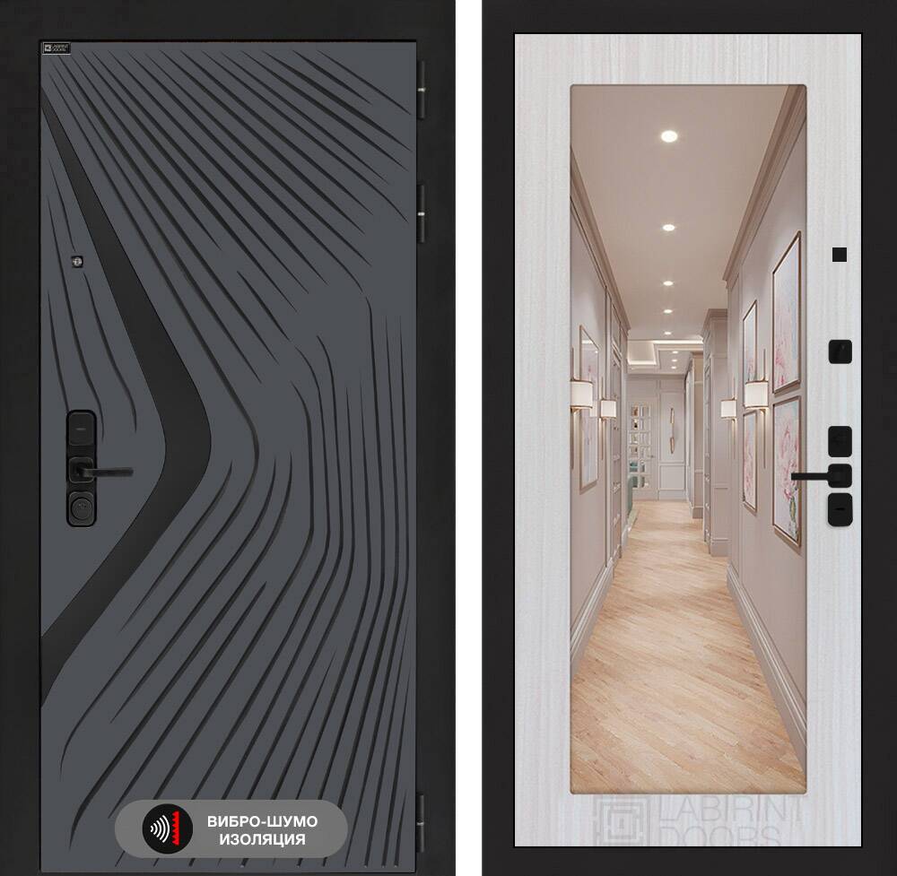 Входная дверь LEOLAB с зеркалом 18 - Сандал белый