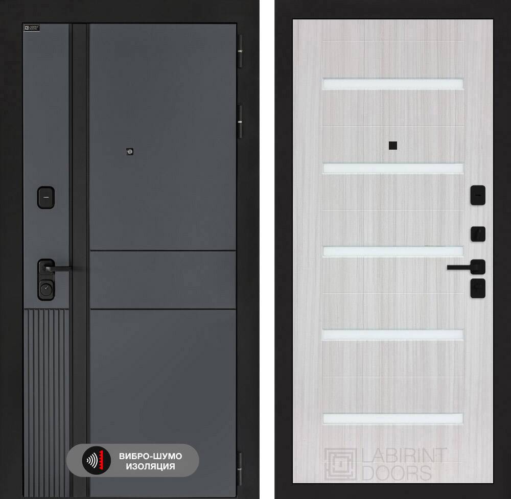 Входная дверь EVOLAB 01 - Сандал белый, стекло белое