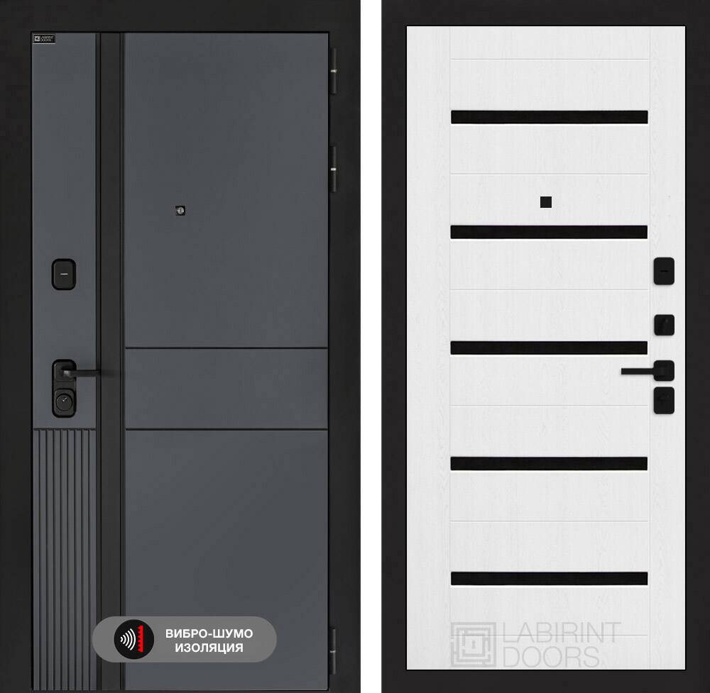 Входная дверь EVOLAB 01 - Белое дерево, стекло черное