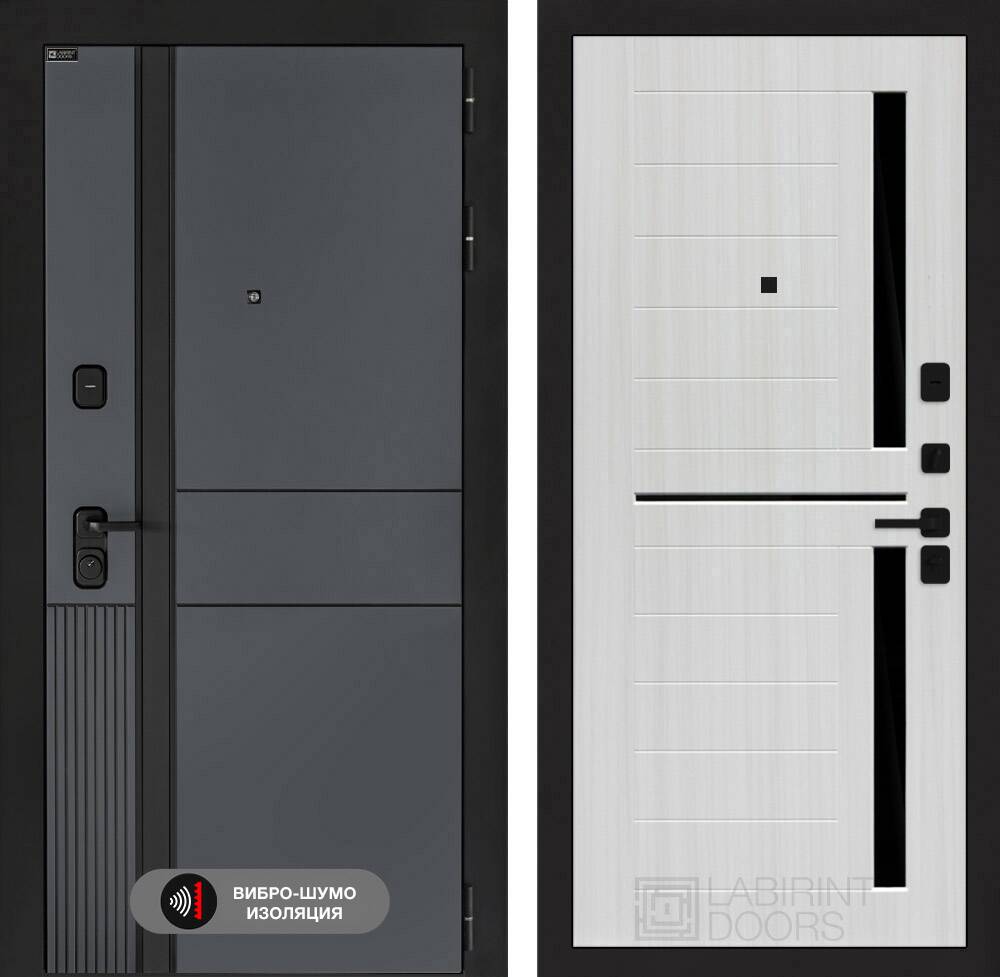 Входная дверь EVOLAB 02 - Сандал белый, стекло черное