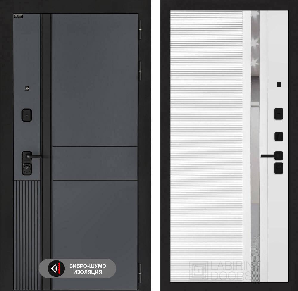 Входная дверь EVOLAB 31 - Белый софт, зеркальная вставка с тонировкой