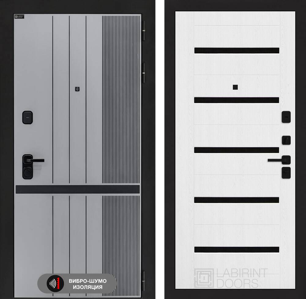 Входная дверь SKYLAB 01 - Белое дерево, стекло черное