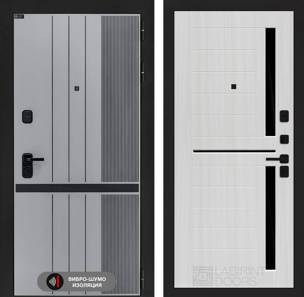 Входная дверь SKYLAB 02 - Сандал белый, стекло черное
