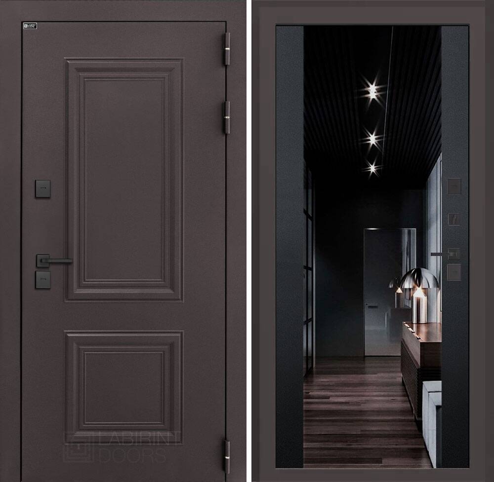 Входная дверь Полярис лайт с тонированным зеркалом Максимум - Черный кварц