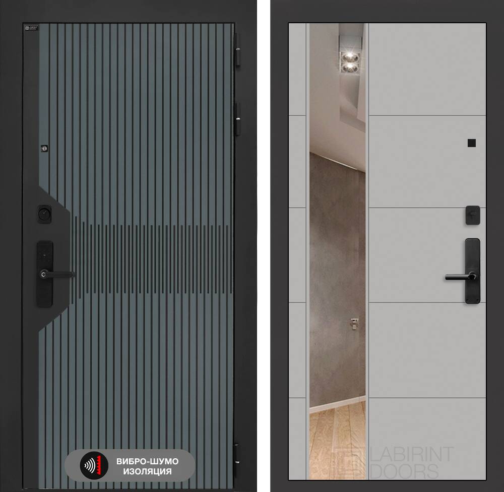 Входная дверь Смартлаб с Зеркалом 19 - Грей софт