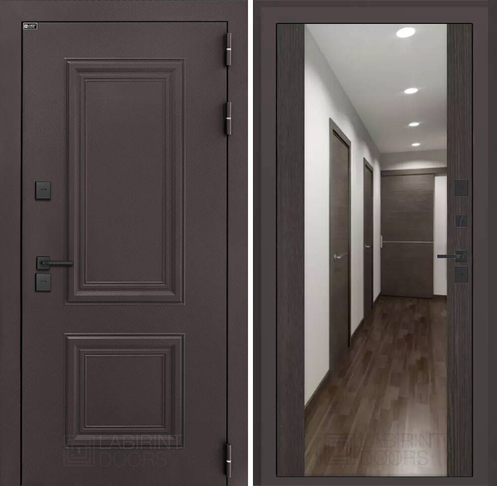 Входная дверь Полярис лайт с Зеркалом Максимум - Венге