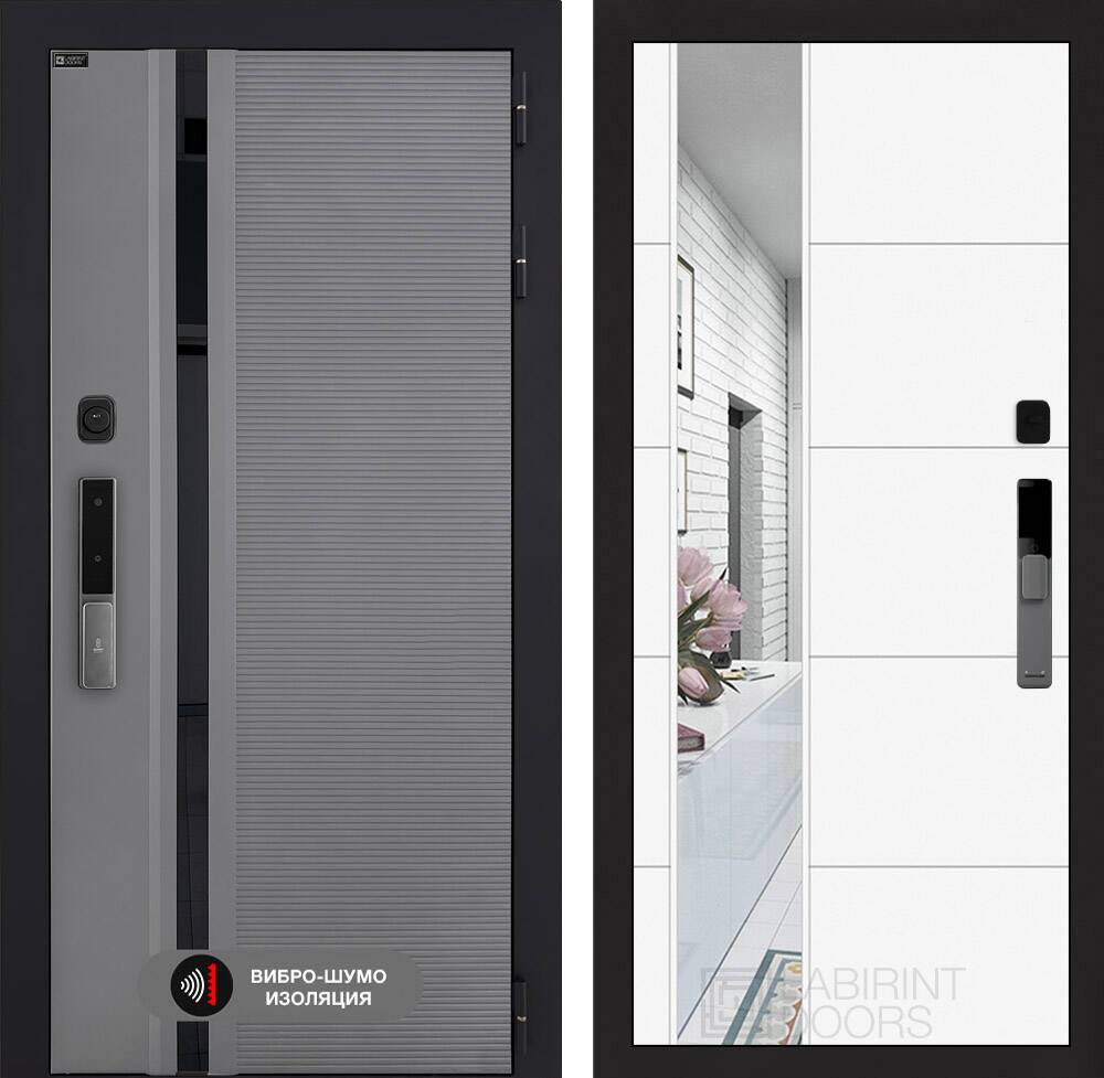 Входная дверь Пиано Смарт 2.0 с зеркалом 19 - Белый софт