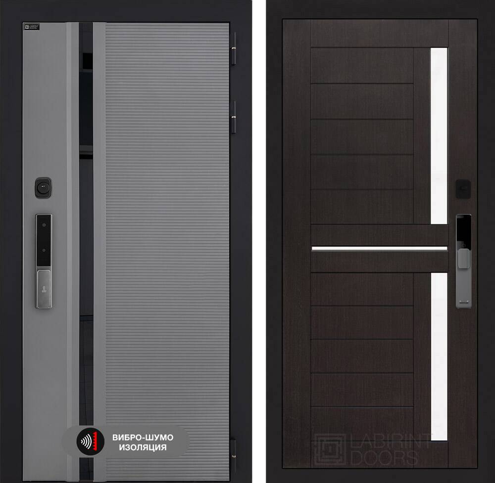 Входная дверь Пиано Смарт 2.0 панель 02 - Венге, стекло белое